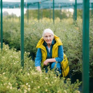 Senior en train de jardiner des plantes aromatiques